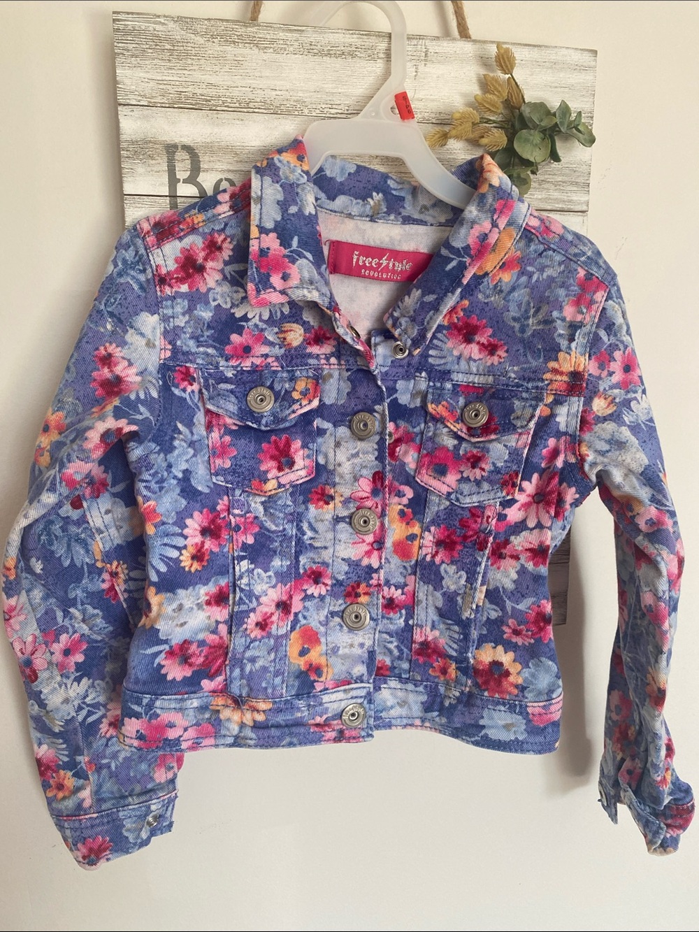 FreeStyle Blue Floral Denim Jacket Girl Clothes